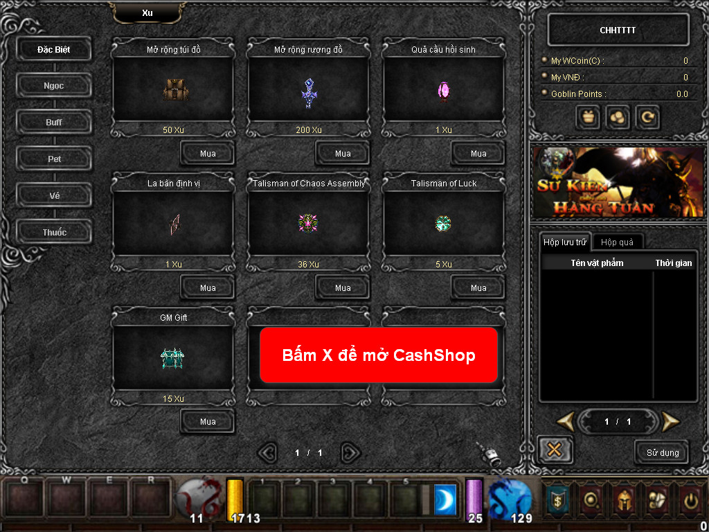 Chức năng chính của Game MU Thuần Việt Chức năng chính của Game MU Thuần Việt